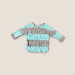 Old Navy Rugby Tee Striped Long Sleeve Gray Combo S